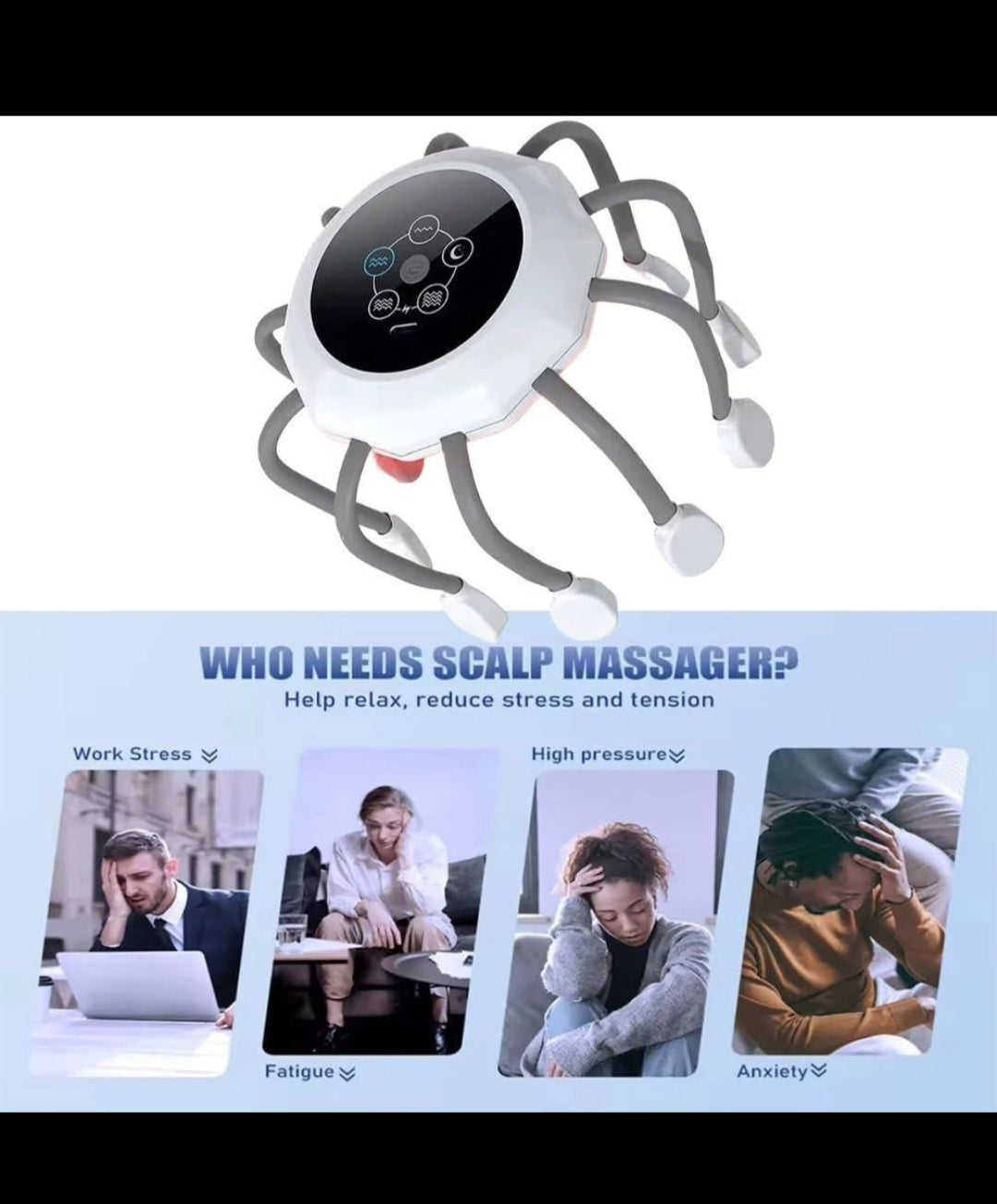 Electric TMS Scalp Massager – Rechargeable Wireless Head Massage Device